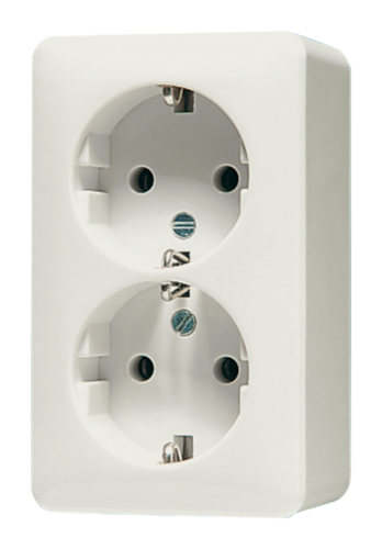 Розетка двухместная JUNG AP600, открытый монтаж, с заземлением, бежевый