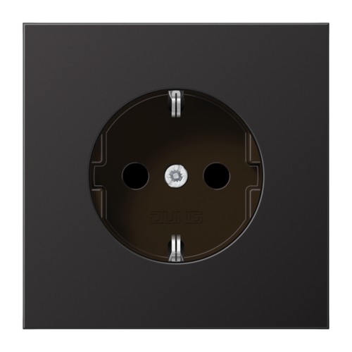 Розетка JUNG LS METAL, скрытый монтаж, с заземлением, со шторками, алюминий темный