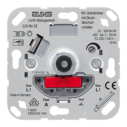 Механизм поворотно-нажимного светорегулятора-переключателя JUNG, 500 Вт