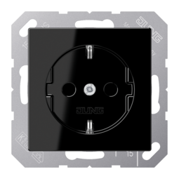 Розетка JUNG А-СЕРИЯ, скрытый монтаж, с заземлением, черный