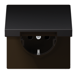 Розетка JUNG LS METAL, скрытый монтаж, с заземлением, с крышкой, алюминий темный